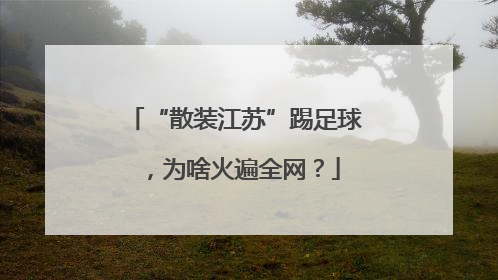 “散装江苏”踢足球，为啥火遍全网？