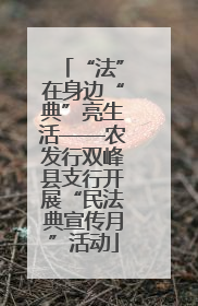 “法”在身边“典”亮生活——农发行双峰县支行开展“民法典宣传月”活动