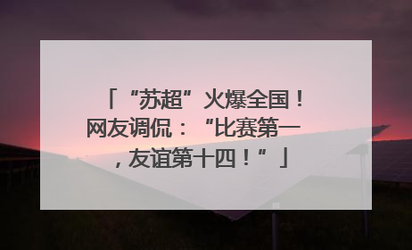 “苏超”火爆全国！网友调侃：“比赛第一，友谊第十四！”