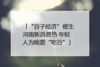 “谷子经济”催生河南新消费热 年轻人为啥爱“吃谷”