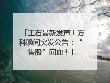 王石最新发声！万科晚间突发公告：“售股”回血！