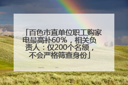百色市直单位职工购家电最高补60％，相关负责人：仅200个名额，不会严格筛查身份