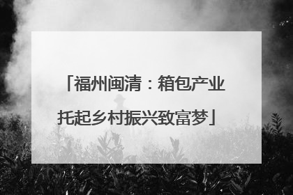 福州闽清：箱包产业托起乡村振兴致富梦