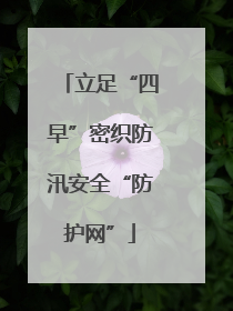 立足“四早”密织防汛安全“防护网”