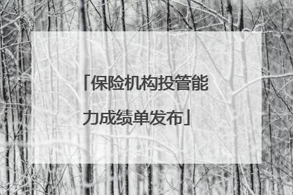 保险机构投管能力成绩单发布