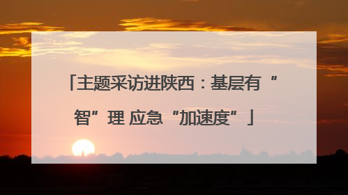 主题采访进陕西：基层有“智”理 应急“加速度”