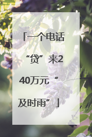 一个电话“贷”来240万元“及时雨”