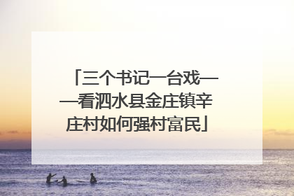 三个书记一台戏——看泗水县金庄镇辛庄村如何强村富民