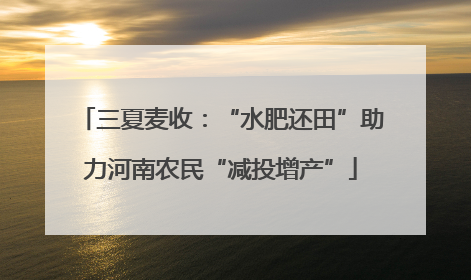三夏麦收：“水肥还田”助力河南农民“减投增产”