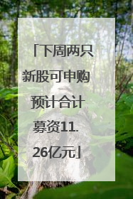 下周两只新股可申购 预计合计募资11.26亿元