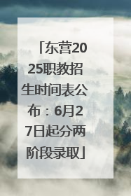 东营2025职教招生时间表公布：6月27日起分两阶段录取