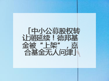 中小公募股权转让潮延续！德邦基金被“上架”，嘉合基金无人问津