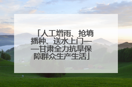 人工增雨、抢墒播种、送水上门——甘肃全力抗旱保障群众生产生活