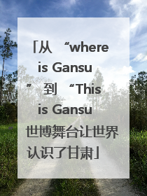 从 “where is Gansu” 到 “This is Gansu” 世博舞台让世界认识了甘肃