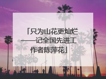 只为山花更灿烂——记全国先进工作者陈萍花