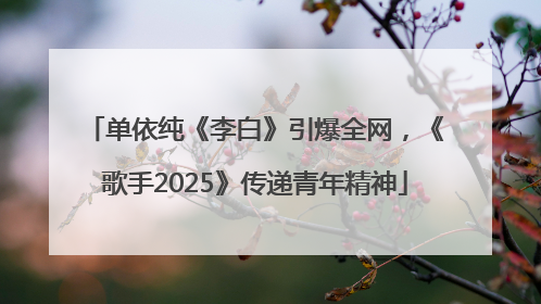 单依纯《李白》引爆全网，《歌手2025》传递青年精神