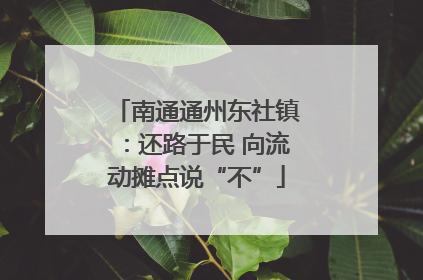 南通通州东社镇：还路于民 向流动摊点说“不”