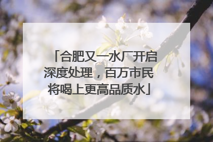 合肥又一水厂开启深度处理，百万市民将喝上更高品质水