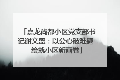 嘉龙尚都小区党支部书记谢文盛：以公心破难题 绘就小区新画卷