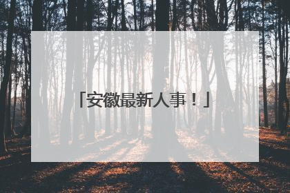 安徽最新人事！