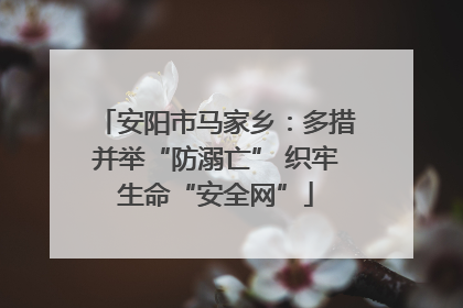 安阳市马家乡：多措并举“防溺亡” 织牢生命“安全网”