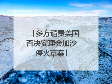 多方谴责美国否决安理会加沙停火草案
