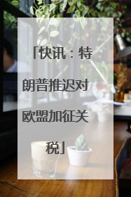 快讯：特朗普推迟对欧盟加征关税