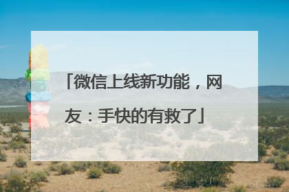 微信上线新功能，网友：手快的有救了