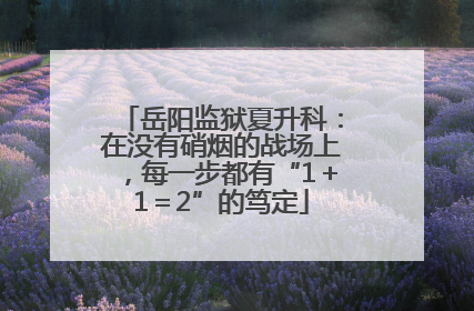 岳阳监狱夏升科：在没有硝烟的战场上，每一步都有“1＋1＝2”的笃定