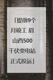 提前9个月竣工 眉山西500千伏变电站正式投运