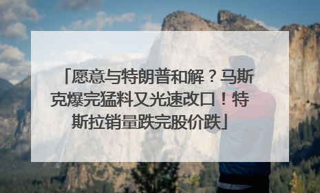 愿意与特朗普和解？马斯克爆完猛料又光速改口！特斯拉销量跌完股价跌