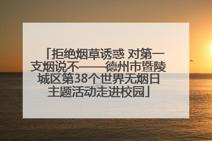 拒绝烟草诱惑 对第一支烟说不——德州市暨陵城区第38个世界无烟日主题活动走进校园