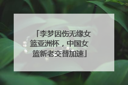 李梦因伤无缘女篮亚洲杯，中国女篮新老交替加速