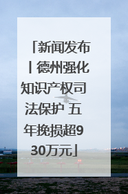 新闻发布丨德州强化知识产权司法保护 五年挽损超930万元