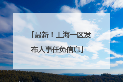 最新！上海一区发布人事任免信息