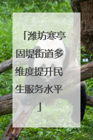 潍坊寒亭固堤街道多维度提升民生服务水平