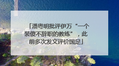 潘粤明批评伊万“一个装傻不辞职的教练”，此前多次发文评价国足