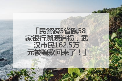 民警跨5省跑58家银行溯源追损，武汉市民162.5万元被骗款回来了！