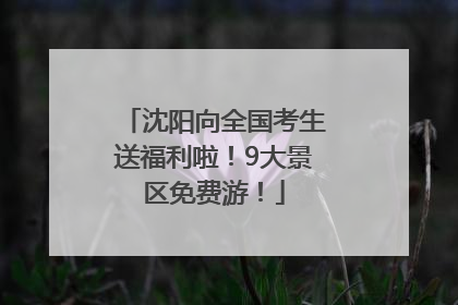 沈阳向全国考生送福利啦！9大景区免费游！