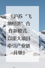 沪苏“飞地经济”合作新模式：以重大项目牵引产业链升级
