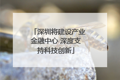 深圳将建设产业金融中心 深度支持科技创新