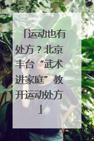 运动也有处方？北京丰台“武术进家庭”教开运动处方