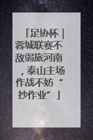足协杯｜蓉城联赛不敌弱旅河南，泰山主场作战不妨“抄作业”