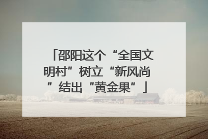 邵阳这个“全国文明村”树立“新风尚”结出“黄金果”