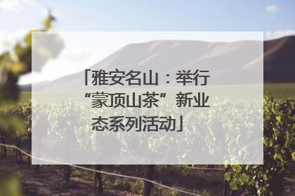 雅安名山：举行“蒙顶山茶”新业态系列活动