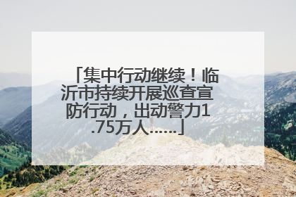 集中行动继续！临沂市持续开展巡查宣防行动，出动警力1.75万人……