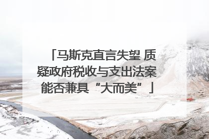 马斯克直言失望 质疑政府税收与支出法案能否兼具“大而美”