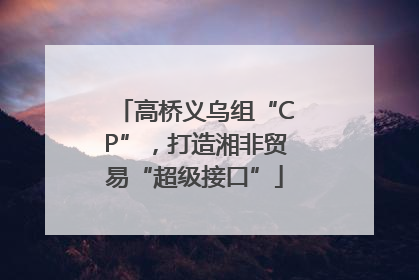高桥义乌组“CP”，打造湘非贸易“超级接口”