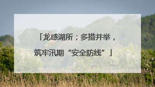 龙感湖所；多措并举，筑牢汛期“安全防线”
