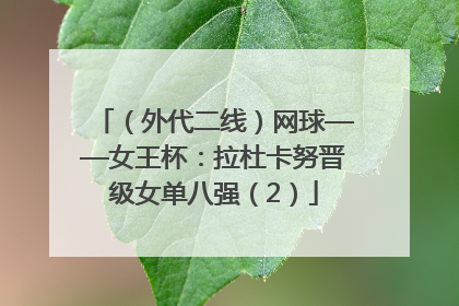 （外代二线）网球——女王杯：拉杜卡努晋级女单八强（2）